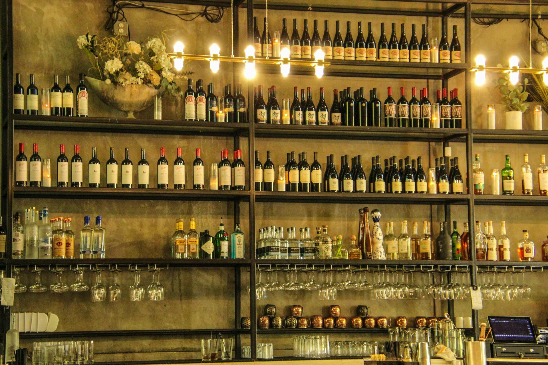 Custom bar design with wine and glassware storage