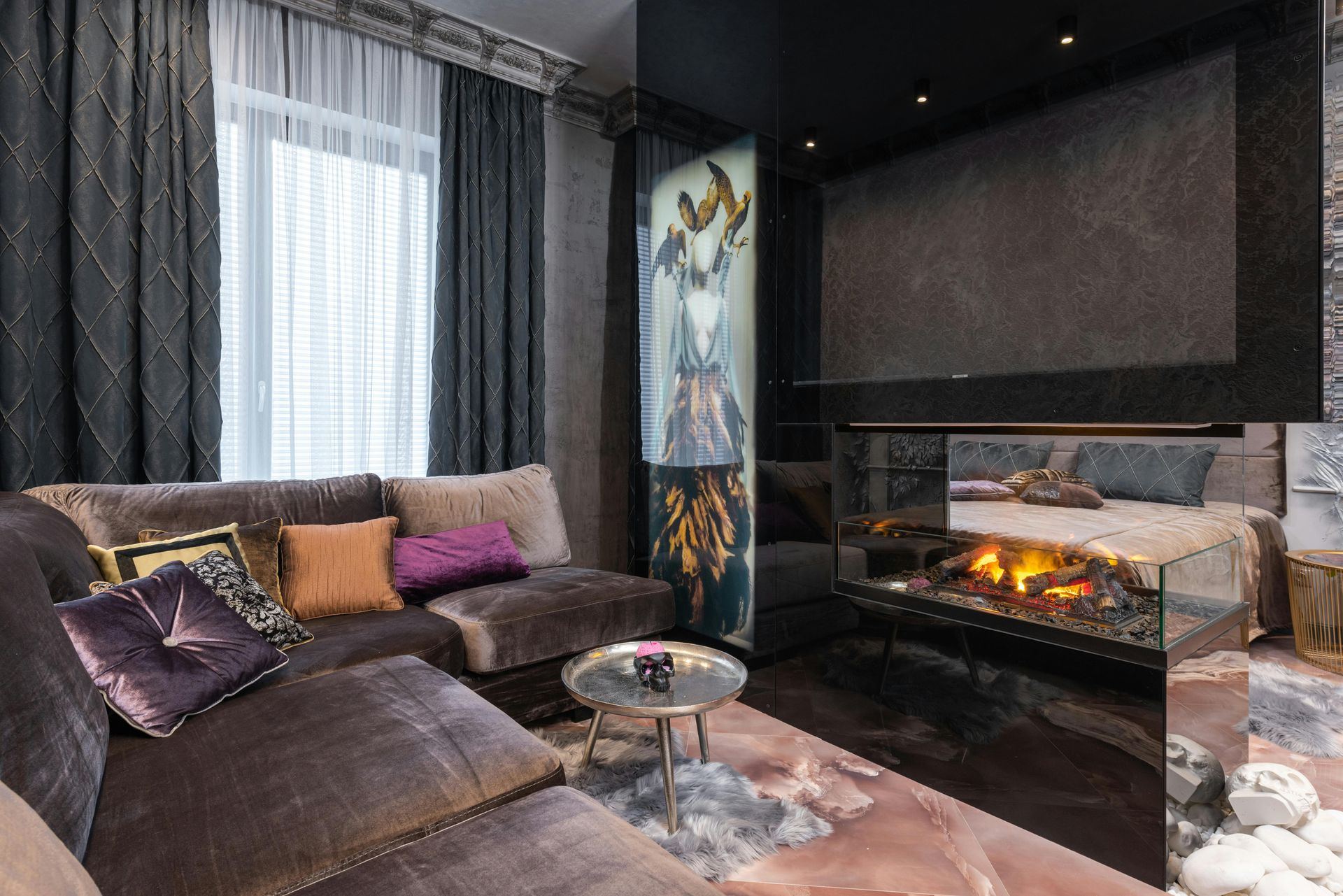Custom fireplace design in a cozy living room