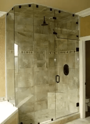 Custom frameless corner glass shower enclosure