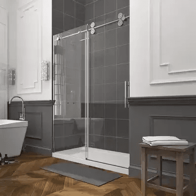Custom sliding glass shower door installation