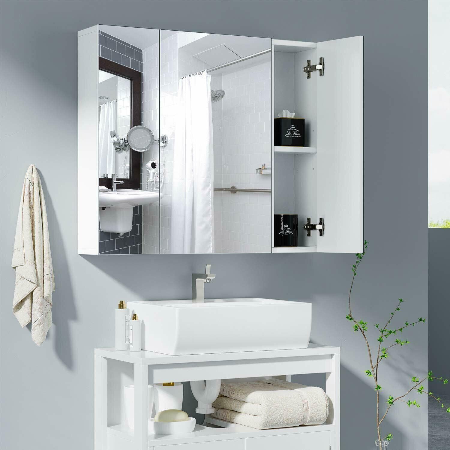 Custom tri-view mirrored medicine cabinet